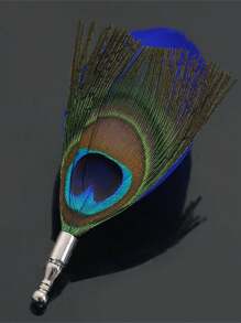 1 Feather Peacock Feather Fashion Brooch Western Ornament Accessory Suitable For Men's Evening Party Wear