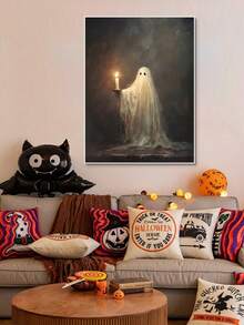 1PC Cute Small Ghost Holding Candle Victorian Canvas Poster , Dark Academia Room Decor , Spooky Halloween Ghost Digital Art,No Frame Halloween Decor Christmas Decoration Thanksgiving Wedding Home Decor Home Decor Fall Decor Autumn Decor Birthday Decorations For Gifts Party Supplies Indoor Holiday Festival Decor Wall Decor Halloween Ornaments - Multicolor - View 2