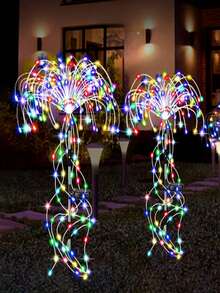 1 件柳树形太阳能草坪灯，100Leds/120Leds 8 种模式，LED 铜线鞭炮灯，户外照明路径灯，适用于庭院、花园、街道、露营氛围装饰，2 种类型（有暖白光和彩色光可供选择）万圣节圣诞节感恩节礼物 - 彩色 - 查看 11