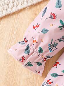 Vestido casual de manga larga con estampado floral para niñas, primavera otoño - Rosa - Ver 5