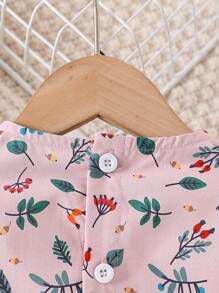 Vestido casual de manga larga con estampado floral para niñas, primavera otoño - Rosa - Ver 8