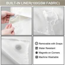 1PC Waffle Double Woven Shower Curtain, No Hook, Clear Top Window Hookless Shower Curtain With Snap Lined Waffle Shower Curtain Hotel Style Double Layer Machine Washable And Easy To Clean Bathroom Partition 72" X 75". - 奶油白 - 查看 7