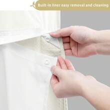 1PC Waffle Double Woven Shower Curtain, No Hook, Clear Top Window Hookless Shower Curtain With Snap Lined Waffle Shower Curtain Hotel Style Double Layer Machine Washable And Easy To Clean Bathroom Partition 72" X 75". - 奶油白 - 查看 6