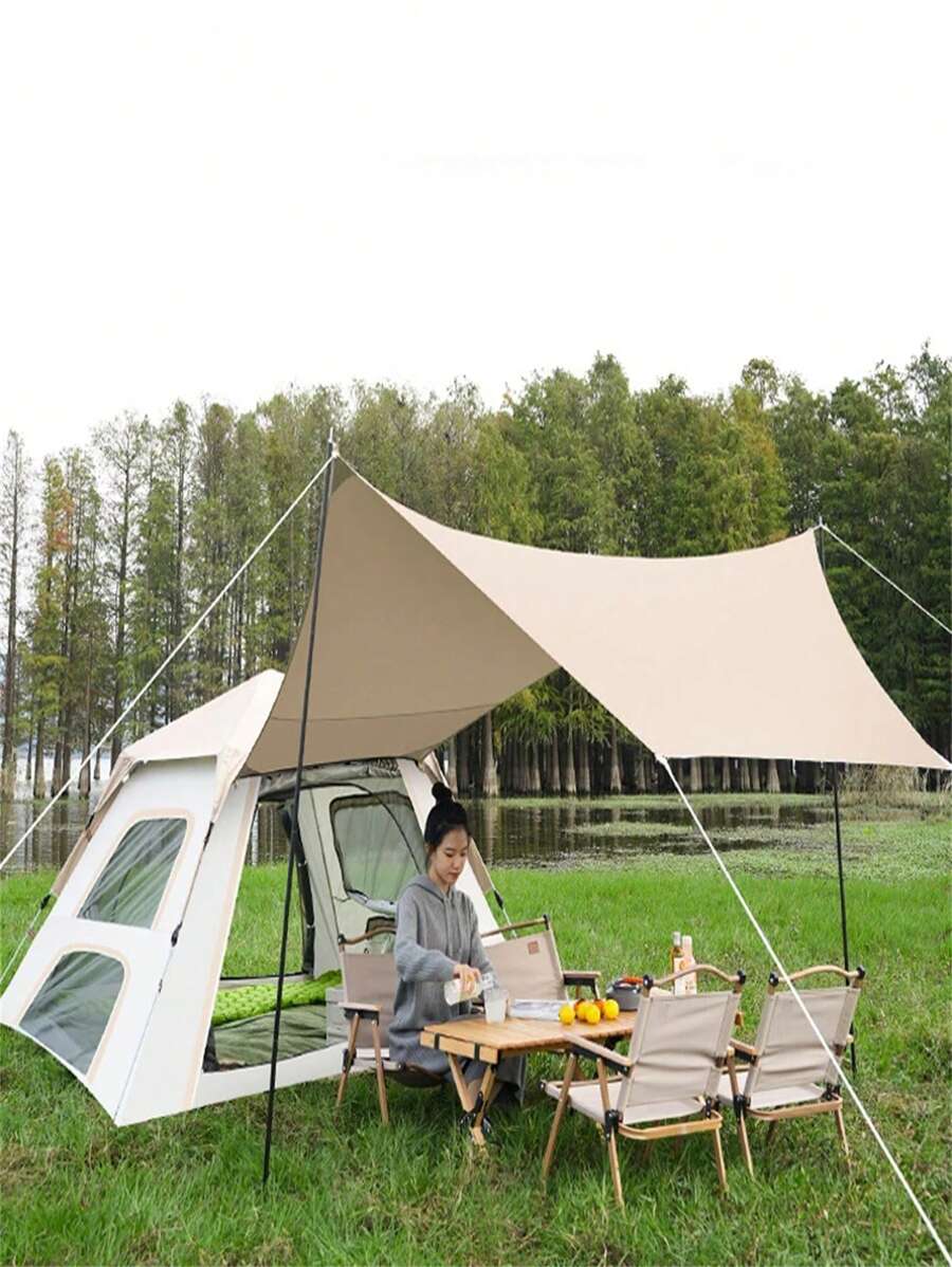 Automatic 5 Person Camping Tent With Tent 2 Doors 2 Windows Outdoor Camping Hiking Backpack - 米色 - 查看 1