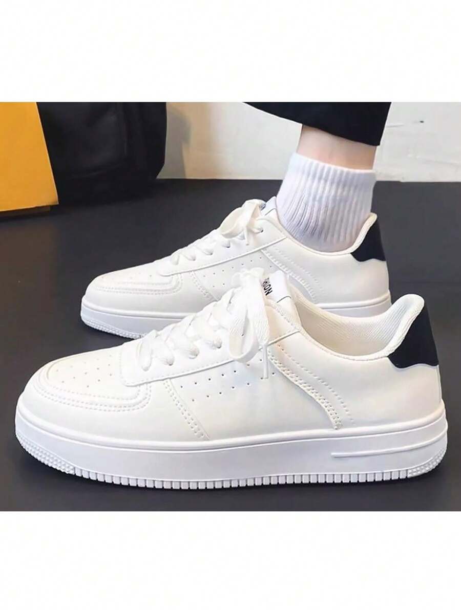 Zapatos Casual De Hombre Cómodos Ligeros Y Transpirables - Blanco y Negro - Ver 1