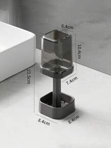 1pc Deluxe Clear Plastic Toothbrush Holder & Rinse Cup - Adjustable Height, Multi-Function Bathroom Storage Organizer Suitable For Couples, Perfect For Students - No Battery Required - Multicolor - View 12