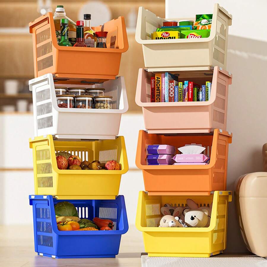 Kitchen Rack Fruit And Vegetable Rack Storage Movable Trolley Multifunctional Storage Floor Vegetable Basket Storage Rack