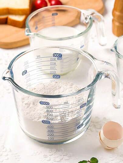 带刻度的玻璃量杯，大容量搅拌碗，带刻度的面粉量杯，适用于烘焙、厨房、派对、露营、房间装饰、厨房用品、便携式厨房