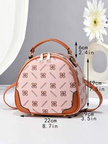 Fashionable & Simple Printed Multifunctional Handbag,Shoulder Bag,Crossbody Bag,Backpack For Women,Lightweight & Versatile - Pink - View 3
