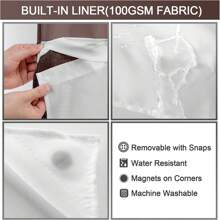 1PC Waffle Double Woven Shower Curtain, No Hook, Clear Top Window Hookless Shower Curtain With Snap Lined Waffle Shower Curtain Hotel Style Double Layer Machine Washable And Easy To Clean Bathroom Partition 72" X 75". - màu nâu - Xem 7