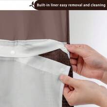 1PC Waffle Double Woven Shower Curtain, No Hook, Clear Top Window Hookless Shower Curtain With Snap Lined Waffle Shower Curtain Hotel Style Double Layer Machine Washable And Easy To Clean Bathroom Partition 72" X 75". - màu nâu - Xem 6