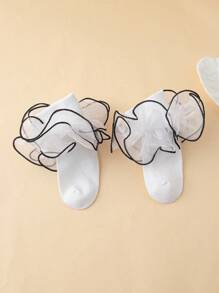 1 đôi tất cotton cho bé gái màu đen trắng cổ điển, kiểu dáng công chúa thanh lịch, ngắn, thích hợp cho trang phục dự tiệc. - Đen và trắng - Xem 3