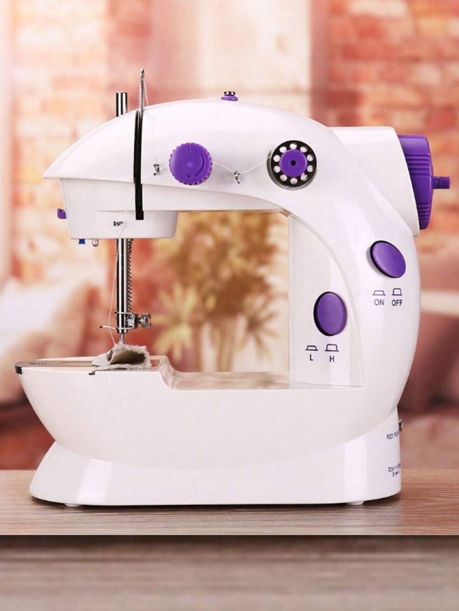 Mini Maquina Costura Portátil Elétrica Pilha + Pedal Bivolt 110V 220V - Branco - Visão 1