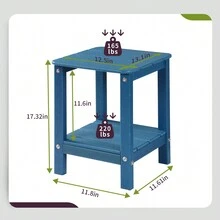 YOUKADA | Mesa lateral cuadrada de exterior Adirondack con 2 capas de almacenamiento, mesas auxiliares de exterior resistentes a la intemperie de HDPE a prueba de humedad para uso prolongado, para su silla Adirondack, patio, terraza, jardín, muebles de patio y césped