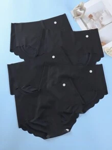 5pcs/Pack Women Seamless Ultra Thin Silky Panties Smooth Mid-Rise Peach Hip Transparent Triangle Briefs - Black - View 4