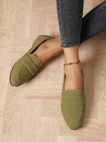 Plus Size Women's Wide Width Suede Flat Loafers, Summer