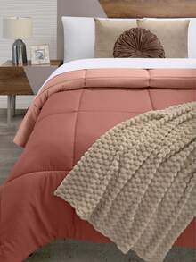 Home Elephant Single Duvet Quilt Two Views Soft Quilted - Orange - View 5
