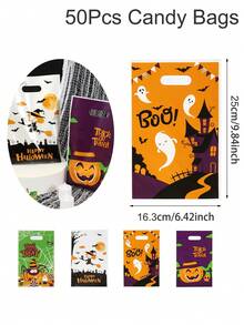 10/20/50 Piezas Bolsas de regalo con diseño de calabaza fantasmagórica de terror para Halloween, bolsas de embalaje para regalos de truco o para fiestas de Halloween, decoraciones de fiesta de Halloween, bolsas de compras, Navidad