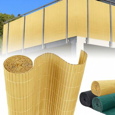 VA-Cerulean PVC Privacy Screen Mat - Privacy Fence Anthracite/Green/Bamboo, Wind Protection, Room Divider, Imitation Bamboo Fence, Cladding For Garden, Fence For Outdoor Areas, Balcony, Terrace (90/120/160/180)*(300/400/500) Cm