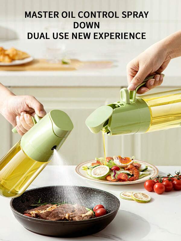 1Pc Kitchen Leak-Proof Glass Oil Spray Bottle, Multifunctional Dual Use For Pouring And Spraying, Oil And Vinegar Seasoning Glass Container, Comfortable Grip Kitchen Tool