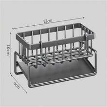 Kitchen Dishcloth Holder Sponge Scouring Pad Organizer Rack, Hanging Soap Dispenser Sink Countertop Drainer - Multicolor - View 9