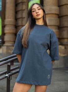 Oversized Plain Turtleneck T-Shirt Basic Men's Streetwear Unisex - 灰色 - 查看 4