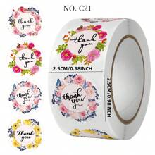 1 rouleau, 500 pièces, étiquette cadeau en papier kraft de 0,98 pouce avec décoration de branche d'olivier estampée à chaud, autocollant de remerciement, étiquette d'emballage de sac décoratif, décoration de cadeau de fête, étiquette autocollante
