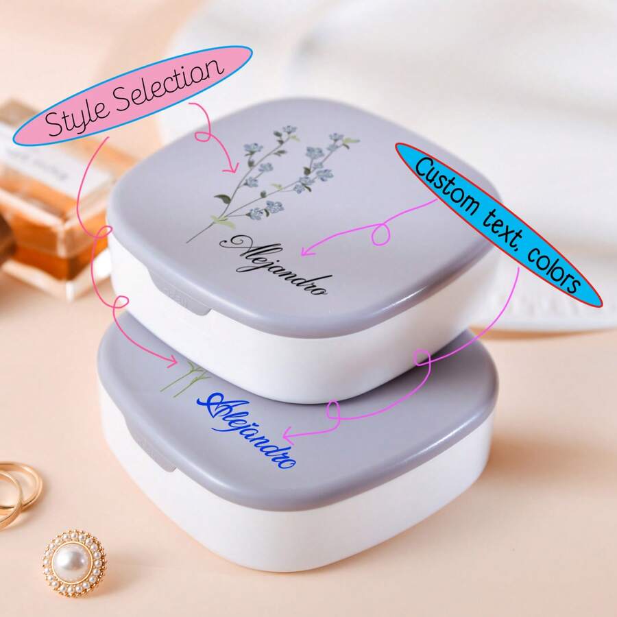 Boîte à bijoux compacte personnalisée - Cadeau de demoiselle d'honneur élégant - Organisateur créatif de colliers, de bracelets et de boucles d'oreilles, étui de rangement de bijoux portable personnalisé, boîte d'accessoires de voyage avec miroir, support de boucles d'oreilles et de rouge à lèvres