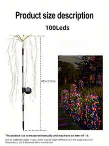 1 件柳树形太阳能草坪灯，100Leds/120Leds 8 种模式，LED 铜线鞭炮灯，户外照明路径灯，适用于庭院、花园、街道、露营氛围装饰，2 种类型（有暖白光和彩色光可供选择）万圣节圣诞节感恩节礼物 - 彩色 - 查看 7