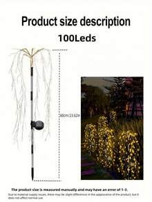 1 件柳树形太阳能草坪灯，100Leds/120Leds 8 种模式，LED 铜线鞭炮灯，户外照明路径灯，适用于庭院、花园、街道、露营氛围装饰，2 种类型（有暖白光和彩色光可供选择）万圣节圣诞节感恩节礼物 - 彩色 - 查看 8