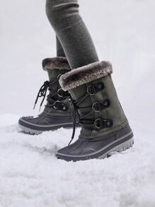 Boys Girls Toddler Winter Snow Boots Mid Calf Boots Waterproof Warm For Snowball Fights And Ski,Christmas Gifts - 灰色 - 查看 3