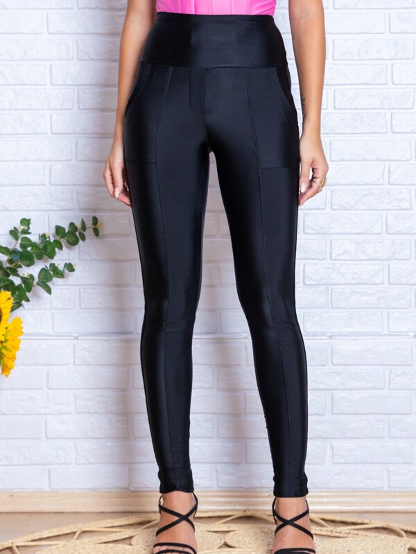 Calça Skinny Montaria Levanta Bumbum em Max Power PRD Simples Salto alto elegante Festa Casual Boho Tecido de malha Com cinto Zíper Sem usar Malha Contraste Calça Feminina Noite Feriado Festa de aniversário Diário Formal e Noturno Despedida de solteira viagem Roupas de aeroporto Todas as Estaçoes
