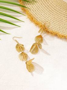 1 对优雅奢华时尚金属花朵吊坠耳环适合休闲、旅行、派对、婚礼、日常佩戴 - 花型耳墜 - 查看 3