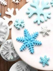 3 件套圣诞雪花饼干模具圣诞节圣诞装饰圣诞装饰品圣诞礼物 - 白色 - 查看 6