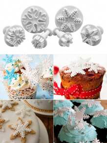 3 件套圣诞雪花饼干模具圣诞节圣诞装饰圣诞装饰品圣诞礼物 - 白色 - 查看 1