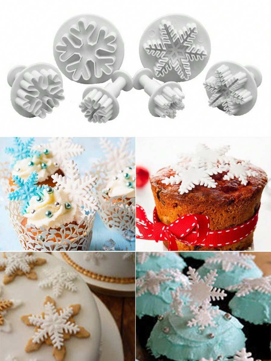 3 件套圣诞雪花饼干模具圣诞节圣诞装饰圣诞装饰品圣诞礼物 - 白色 - 查看 1