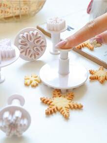 3 件套圣诞雪花饼干模具圣诞节圣诞装饰圣诞装饰品圣诞礼物 - 白色 - 查看 4