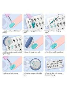 Y2K Style Nail Art Stamping Plate, Net Mesh & Lace Pattern Design, Nail Decals Transfer Printing Plate MouTeen258 - Multicolor - View 4