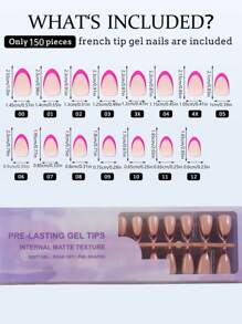 150 Móng tay giả gel hạnh nhân kiểu Pháp - Móng tay giả kiểu Pháp cổ điển tông màu tự nhiên, đầu móng tay màu hạnh nhân dài vừa phải, móng tay giả gel mềm, có thể ngâm với móng tay nối dài bằng acrylic, phụ kiện làm móng - Nhiều màu - Xem 3