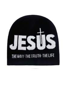 女士针织帽 男士针织帽 男女通用针织潮流无檐帽 户外活动 Y2k 嘻哈哥特骑行四季字母波西米亚派对休闲可爱街头亚克力提花 Y2K 时尚针织帽四季 - A - 查看 2