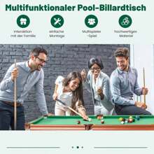 Folding Pool Table, Portable Billiard Table With 2 Cues, 2 Chalks, 16 Balls, Triangle & Brush, Foldable Leisure Pool Table For Children And Adults, 138 X 67 X 79.5 Cm - Green - View 4