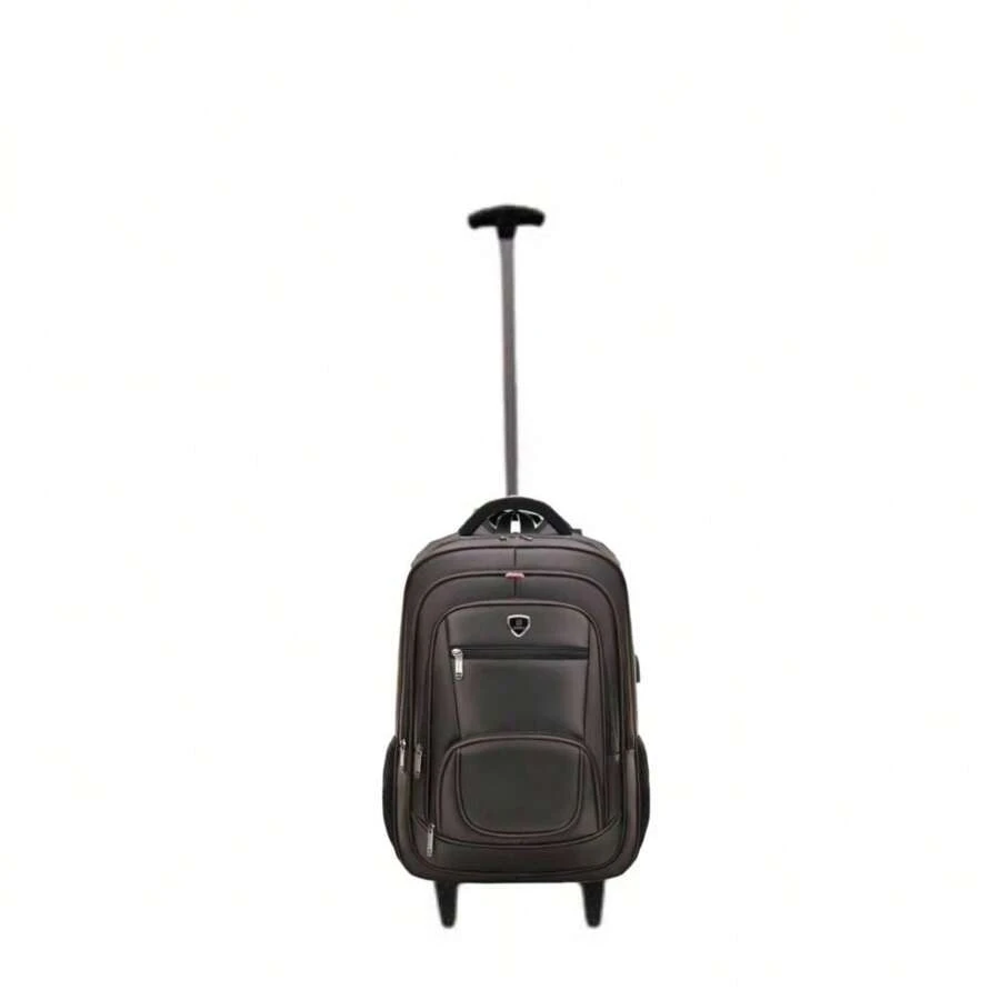 Wheeled Backpack Male Female Notebook Bag Reinforced School Work Top - Rust Brown - View 1
