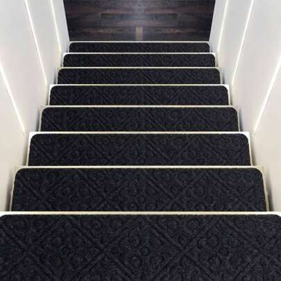 Non-Slip Carpets Stair Treads, 15 Non-Slip Embossed Stair Mats For Indoor Use, Waterproof Stair Runners, Protection For Children, Elderly And Pets, Brown (Gray)