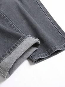 Men's Slim Fit Ripped Straight Leg Jeans - Dark Grey - View 6