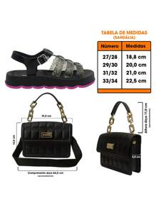 Youth Girl Casual Lightweight Glitter Bag And Sandal Kit K24 - 黑色亮片 - 查看 3