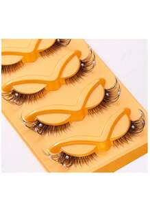 5 Pairs Of Glamorous Gold Pearl-Decorated False Eyelashes With Soft & Fluffy Fox-Eye Style, Thick & Curly Eyelashes, Realistic 3D Effect And Clear Stems. They Can Be Repeatedly Used For Balls, Parties And Are Universally Suitable For Women