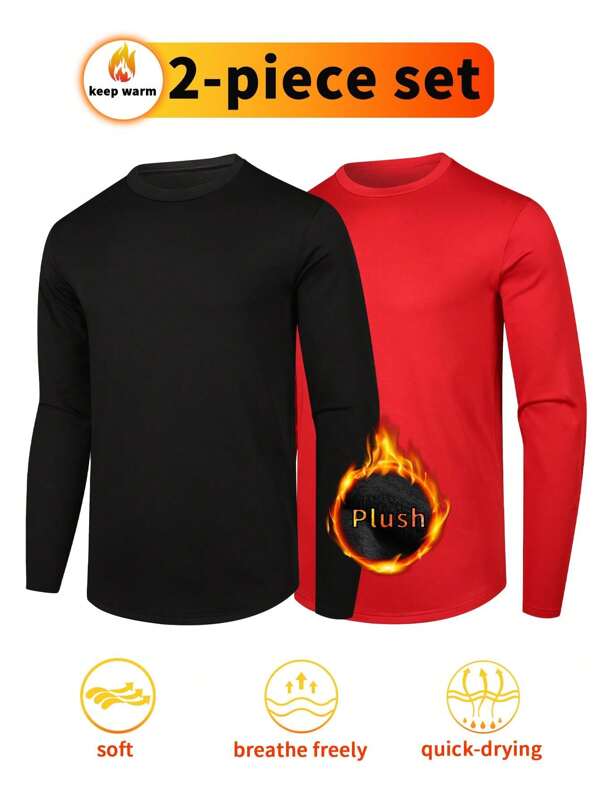 2 sztuki męska termiczna podszewka z długim rękawem szybkoschnąca oddychająca odprowadzająca wilgoć bluza do ćwiczeń i codziennego noszenia