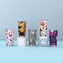 1 个 20 盎司/30 盎司户外杯、汽车杯、冷热皆宜、持久保温、杯柄和吸管盖隔热可重复使用不锈钢水瓶旅行杯冰咖啡杯冷热、夏季饮料、汽车水杯、节日礼物、送给朋友、女儿的礼物、母亲节礼物、完美的生日礼物、万圣节礼物