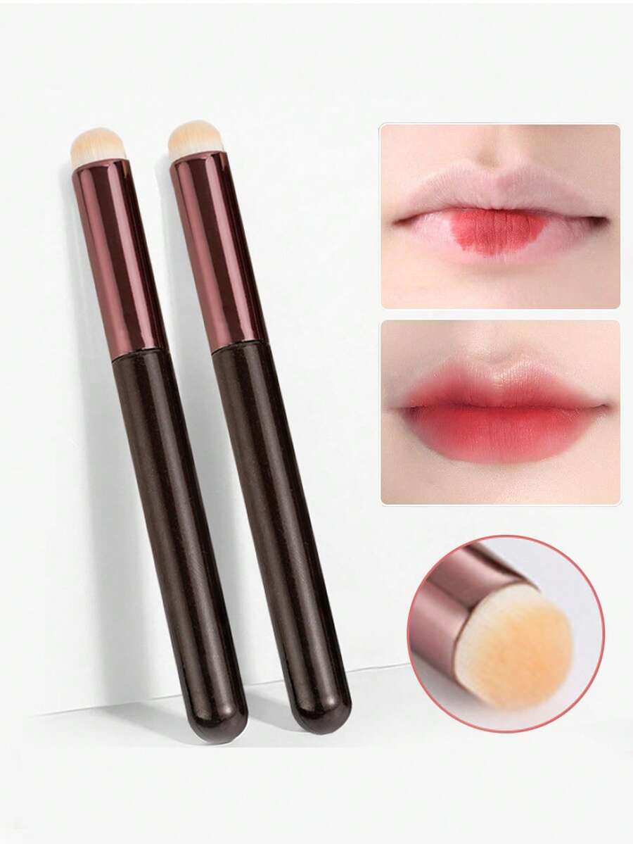 2 件圆形唇刷，防晕染化妆工具，适用于口红、唇彩、眼影等。 - 彩色 - 查看 1