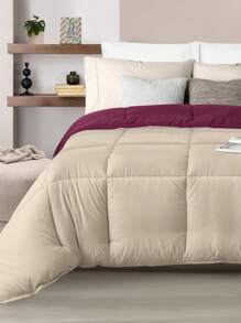 Home Elephant Single Duvet Quilt Two Views Soft Quilted - Merah tua - View 4